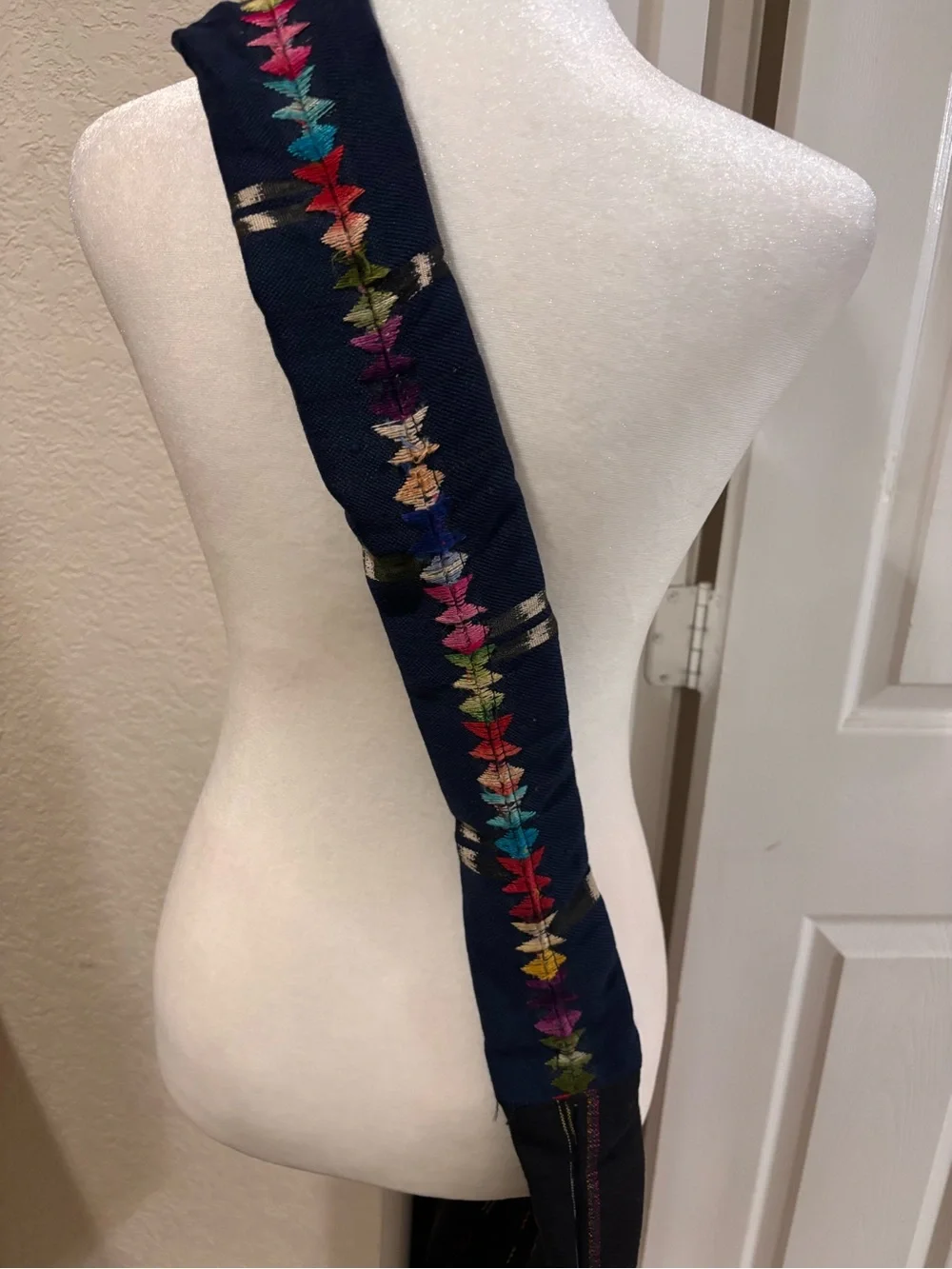 Embroidered Floral Black Hobo Bag with Pink Accents